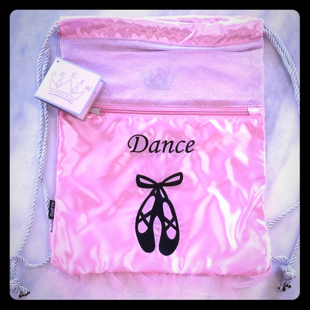 Pink Satin Drawstring Dance Bag by Dream
